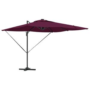 vidaXL Suncobran S LED lampica Bordeaux Crvena 286 x 284 x 270 cm