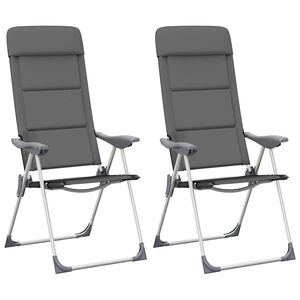 vidaXL Stolice za kampiranje 2 kom sive 58 x 69 x 111 cm aluminijske