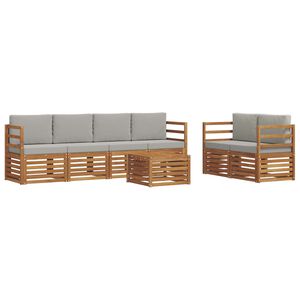 vidaXL Set vanjskih sofa s jastukom 7 pcs Prirodna i svijetlo siva