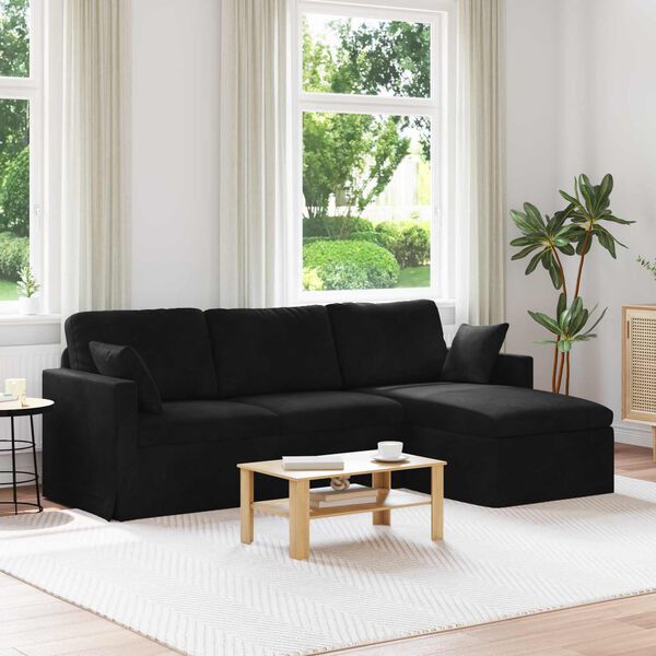 vidaXL Sofa Crna 198 x 134 x 80 cm Bar&scaron;un