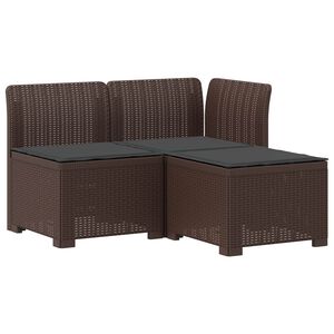 vidaXL Dvosjedni vrtni sofa s jastucima u ratan izgledu PP Smeđa