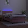 vidaXL Krevet box spring s madracem LED ružičasti 90x200 cm baršunasti