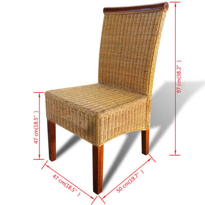 vidaXL Blagovaonske stolice 4 kom smeđe od prirodnog ratana