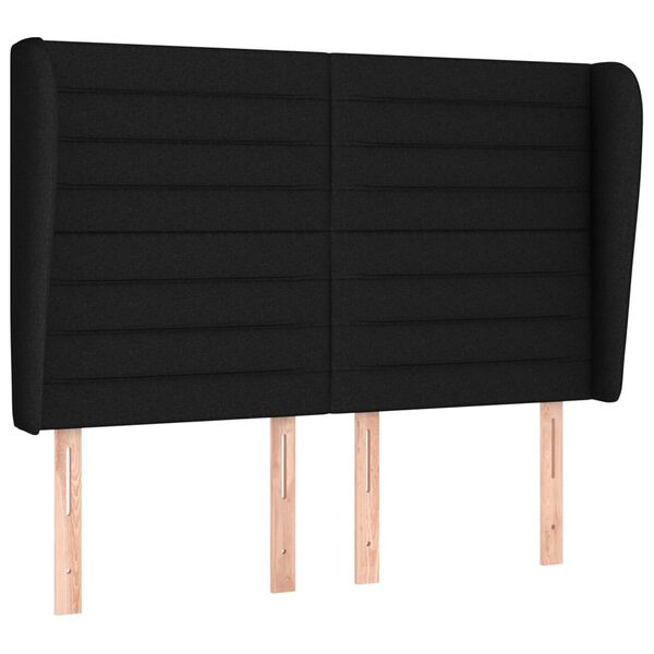 vidaXL Uzglavlje s u&scaron;ima crno 147x23x118/128 cm od tkanine