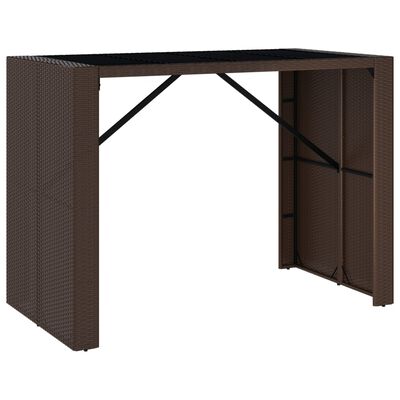 vidaXL Barski stol sa staklenom pločom smeđi 145x80x110 cm poliratan