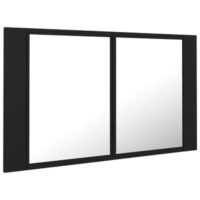 vidaXL LED kupaonski ormarić s ogledalom crni 80x12x45 cm akrilni