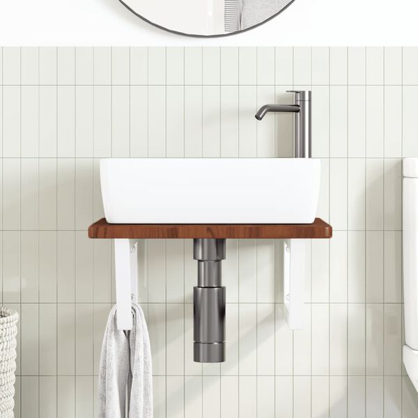 vidaXL Zidna polica za umivaonik od čelika i masivne hrastovine