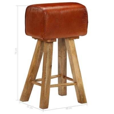 vidaXL Barske stolice od masivnog drva manga i prave kože 2 kom