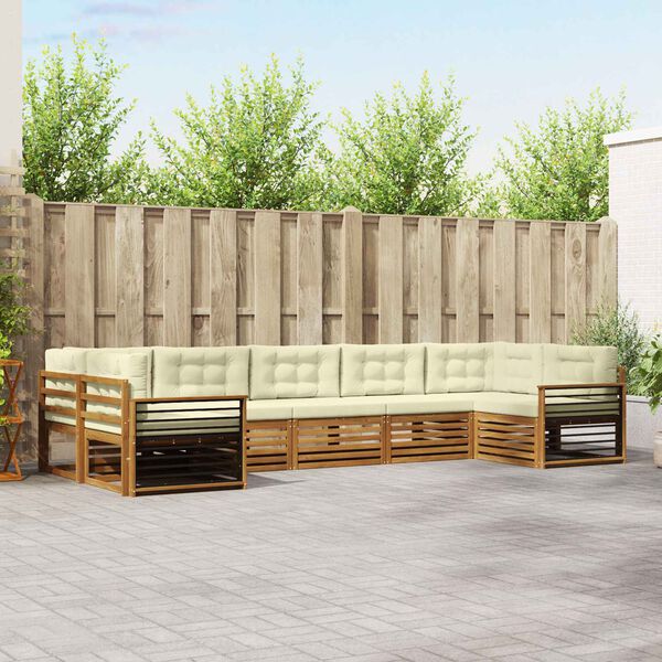 vidaXL Setovi sofa 7 pcs Prirodna i krem Čvrsto drvo akacije