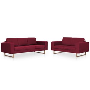 vidaXL 2-dijelni set sofa od tkanine crvena boja vina