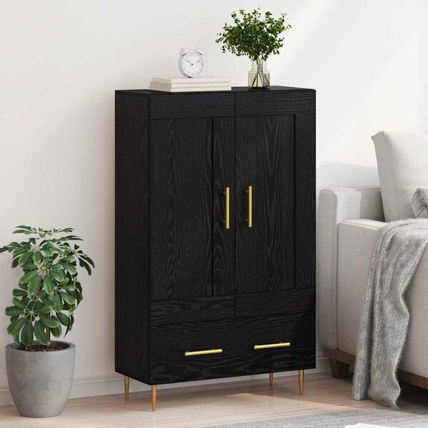 vidaXL Highboard Crni hrast 69,5 x 31 x 115 cm Konstruirano drvo