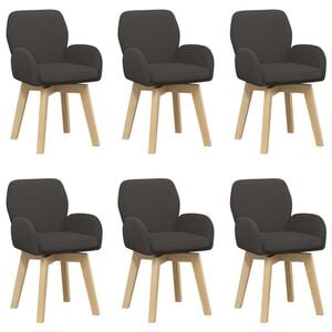 vidaXL Okretne blagovaonske stolice 6 pcs Boucl&eacute; Tamnosiva