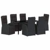 vidaXL Vrtni set za objed s jastukom 7 pcs Crna poliratan