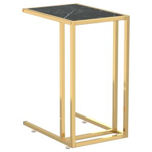 vidaXL Bočni stolić za računalo crni mramor 50x35x65 cm kaljeno staklo