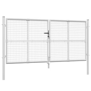 vidaXL Vrtna vrata od mreže srebrne boje 300 x 125 cm, pocinčani čelik