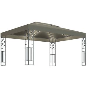 vidaXL Sjenica s duplim krovom i LED svjetlima 3 x 4 m smeđe-siva