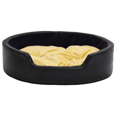 vidaXL Krevet za pse crno-žuti 99 x 89 x 21 cm od pliša i umjetne kože