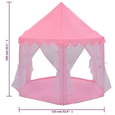 vidaXL Šator za igru princeze s 250 loptica ružičasti 133 x 140 cm