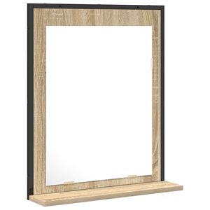 vidaXL Zrcalo za kupaonicu s policom Zidne Crna 50 x 12 x 60 cm