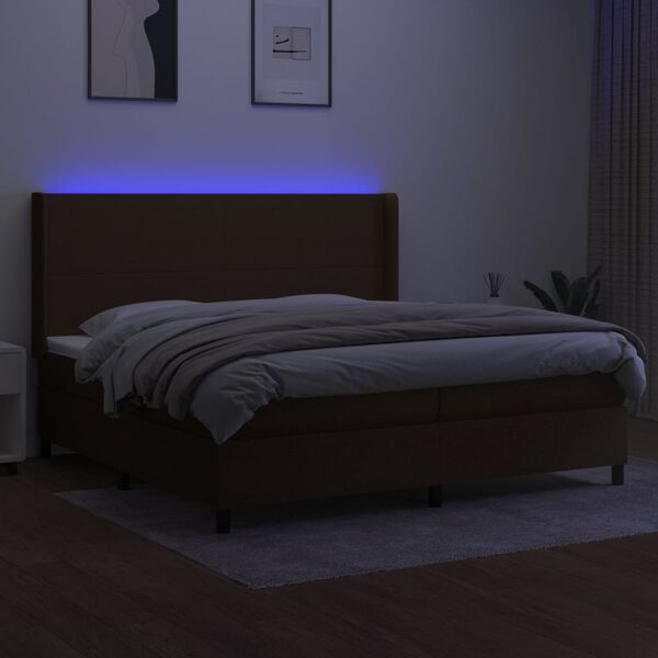 vidaXL Krevet box spring s madracem LED tamnosmeđi 200x200 cm tkanina