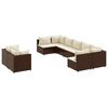 vidaXL 9-dijelni set vrtnih sofa s jastucima poliratan smeđi