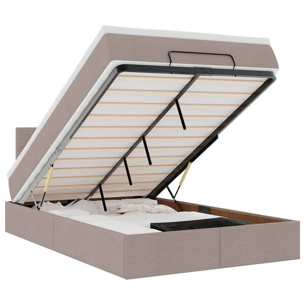 vidaXL Otomanski okvir kreveta s madraca smeđesivi 120x200cm tkanine