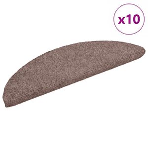 vidaXL Prostirke za stepenice, samoljepljive, 10 kom, 56x17x3 cm, svijetlosmeđe, poluokrugle