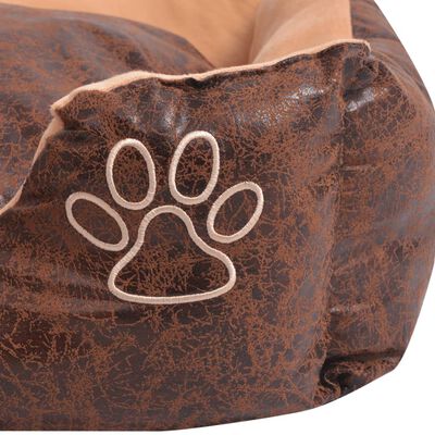 vidaXL Krevet za pse s jastukom PU umjetna koža veličina M Smeđi