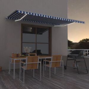 vidaXL Tenda na ručno uvlačenje LED 500 x 350 cm plavo-bijela