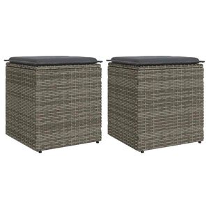 vidaXL Vrtni tabure s jastucima 2 kom sivi 40x40x43 cm poliratan