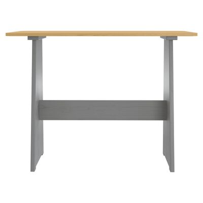 vidaXL Blagovaonski stol s klupom od masivne borovine boja meda i sivi