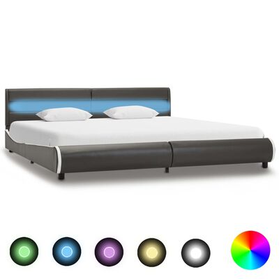 vidaXL Okvir za krevet od umjetne kože LED antracit 180 x 200 cm
