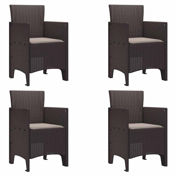 vidaXL Vrtna stolica 4 pcs Smeđa 53 x 49 x 85 cm PP
