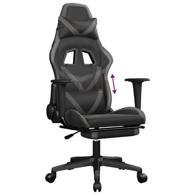 vidaXL Igraća stolica od umjetne kože s osloncem za noge Crna i siva
