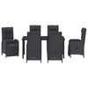 vidaXL Vrtni set za objed s jastukom 7 pcs Crna poliratan