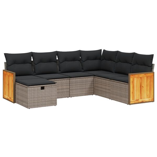 vidaXL 7-dijelni set vrtnih sofa sivi od poliratana
