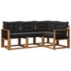 vidaXL Set vanjskih sofa s jastukom 4 pcs Prirodna i crna