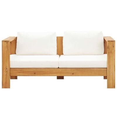 vidaXL Vrtna sofa s jastukom 140 cm masivno bagremovo drvo krem bijela