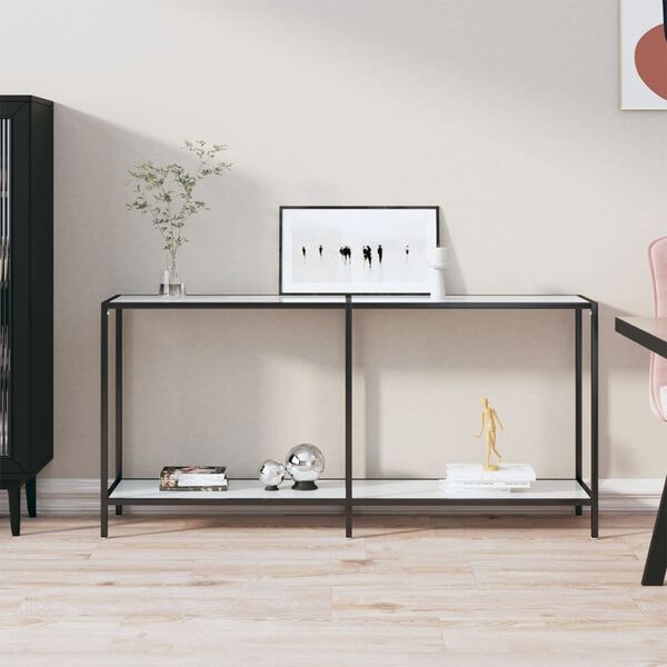 vidaXL Konzolni stol bijeli 160 x 35 x 75,5 cm od kaljenog stakla