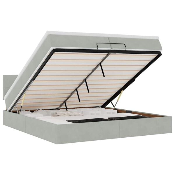 vidaXL Okvir kreveta s madracima svijetlosivi 200x200cm bar&scaron;unasti