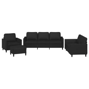 vidaXL 4-dijelni set sofa s jastucima crni od umjetne kože