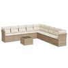 vidaXL 10-dijelni set vrtnih sofa s jastucima bež od poliratana