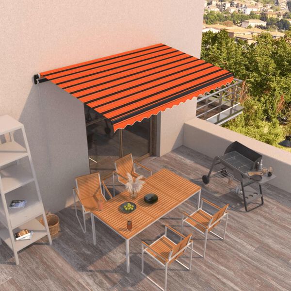vidaXL Tenda na ručno uvlačenje 450 x 350 cm narančasto-smeđa