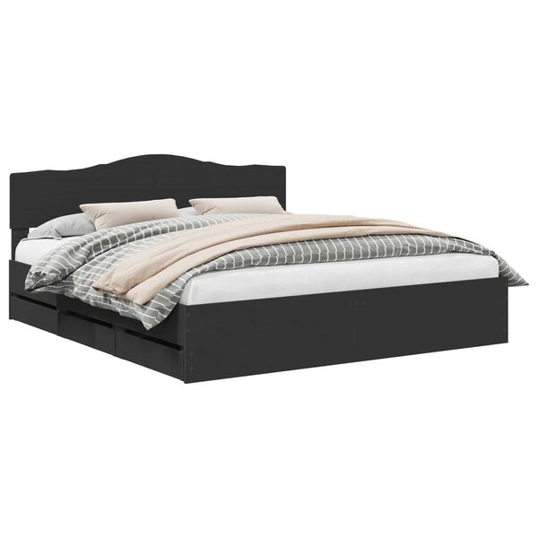 vidaXL Krevetna konstrukcija Crna 200 x 200 cm Inženjersko Drvo