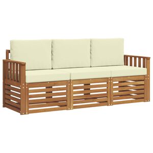 vidaXL Setovi sofa 3 pcs Prirodna i krem Čvrsto drvo akacije