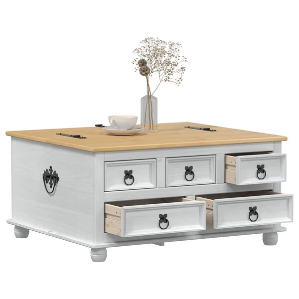 vidaXL storage box s ladicama Bijelo 90 x78 x 45 cm Čvrsto borovo drvo