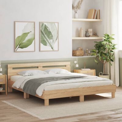 vidaXL Okvir za krevet s uzglavljem boja hrasta 160x200 cm drveni