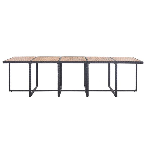 vidaXL 15-dijelni vrtni blagovaonski set od poliratana crni