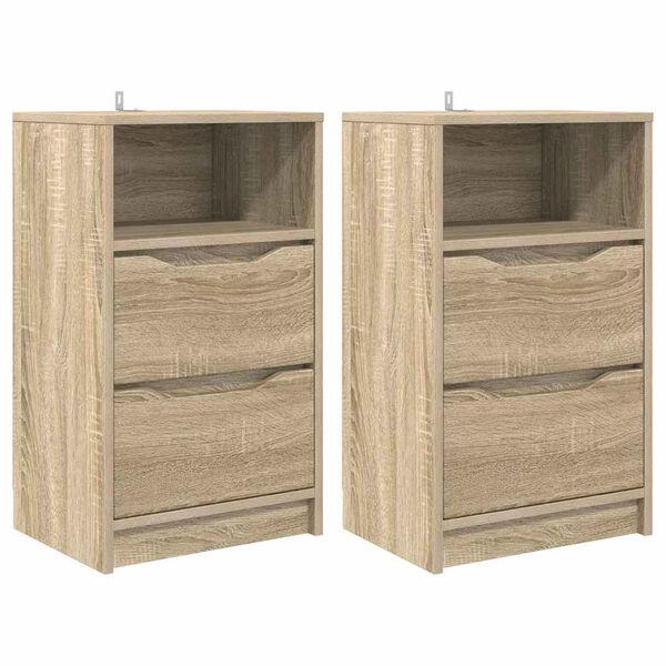 vidaXL Noćni ormarići s ladicama 2 pcs Sonoma hrast 40 x 30 x 467 cm