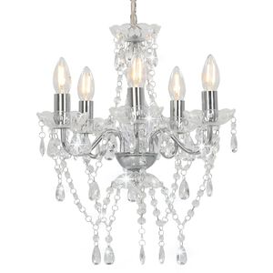 vidaXL Luster s kristalnim perlama srebrni okrugli 5 x E14